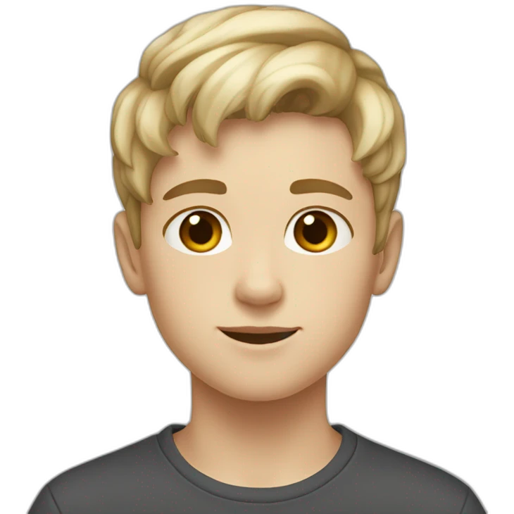 Boy with almost blond and short hair 13 year old boy with brown eyes and white skin color emoji