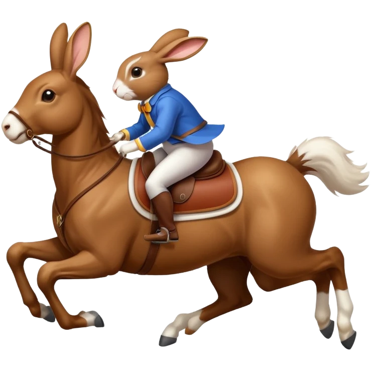 Exciting rabbit galloping on the back of horse emoji