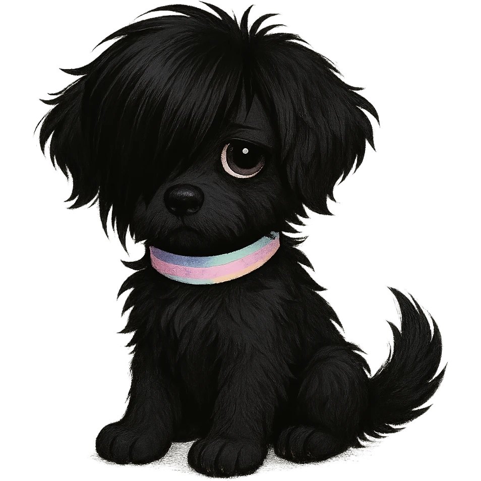 emo puppy wearing a pastel collar, no background emoji