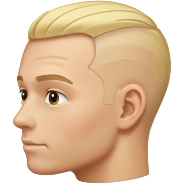 Male, no glasses, blonde hair, right side of hair shaved with a machine. emoji