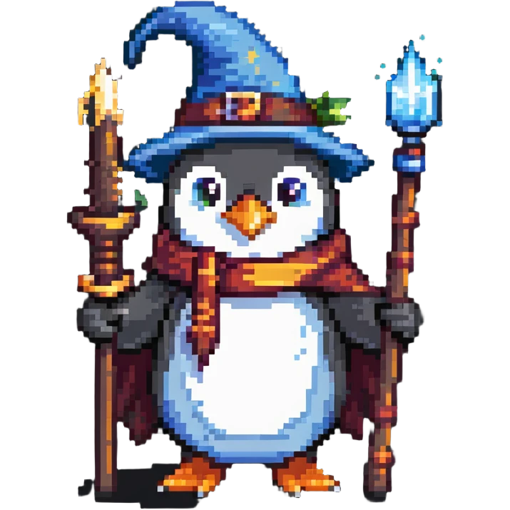 penguin wizard with magic staff emoji