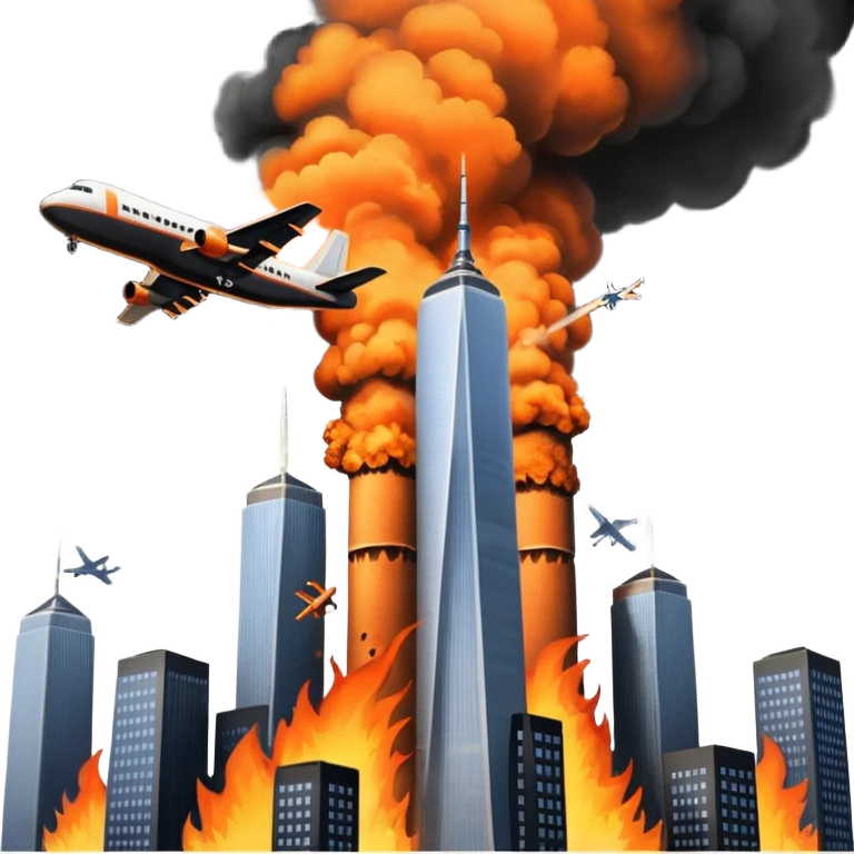Osama bin laden crashing a plane towards the twin towers emoji