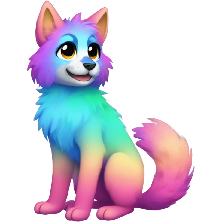 gradient-Sparkle-nebula-fursona anthropomorphic furry full body emoji