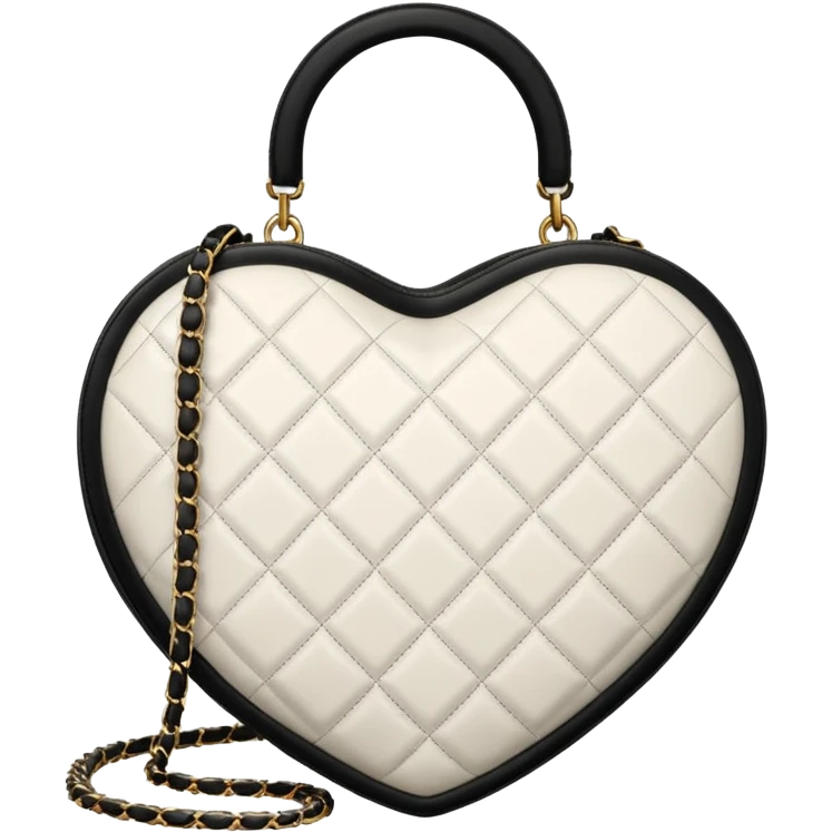 chanel white and black heart shape bag emoji