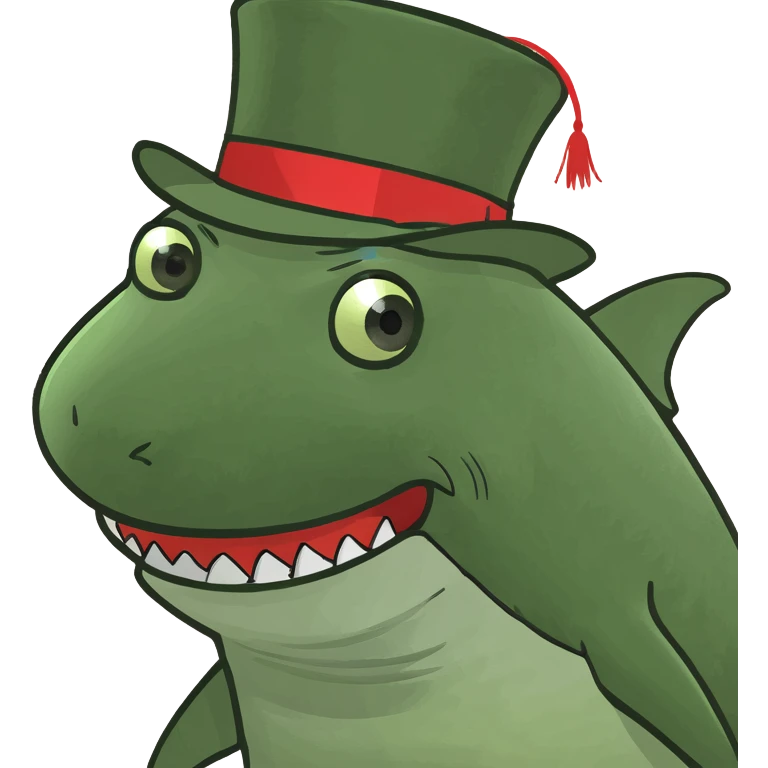 Shark with a top hat emoji