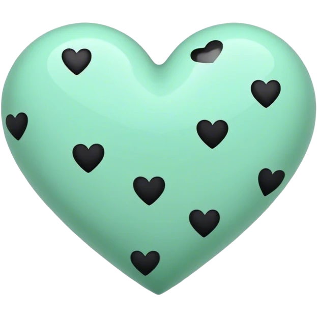 Simple mint green heart with black specks emoji