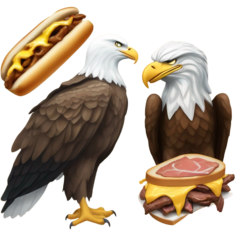 Cheesteak and bald eagle emoji