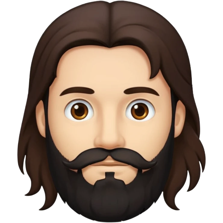 Guy with long brown hair and black beard emoji