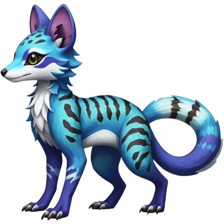 Rare realistic shiny exotic cute epic pretty beautiful handsome gorgeous aesthetic colorful vibrant Vernid-Protogen-Primagen-Sergal-Wickerbeast-Genet-Trico-species-Fakemon-hybrid-creature by LiLaiRa, beautiful intricate markings, full body emoji