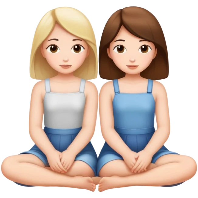 two girls sitting back to back with their cheeks touching emoji
