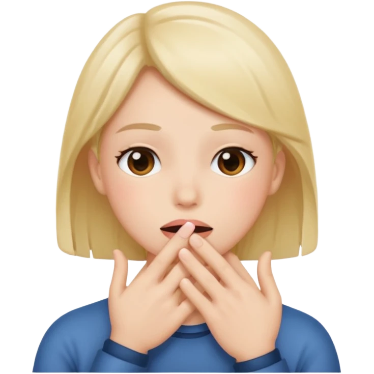 Blushing with hand covering mouth emoji