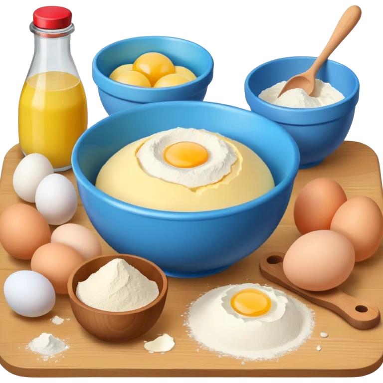 baking ingredients next to a mixing bowl emoji