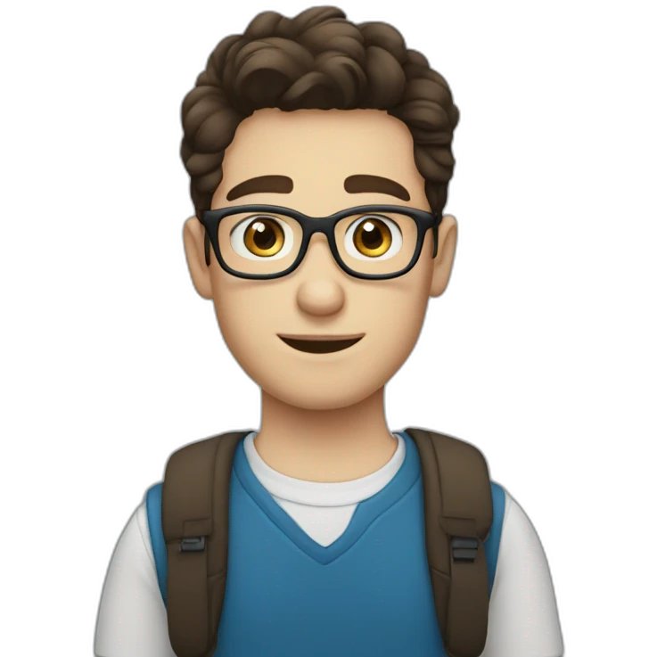 Brunette white boy with blue eyes with glasses emoji