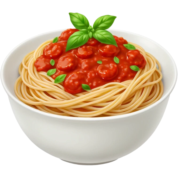 Draw a bowl of spaghetti pasta with tomato sauce & basil garnish. emoji