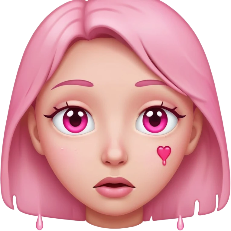 Heart eyes with tears pink emoji