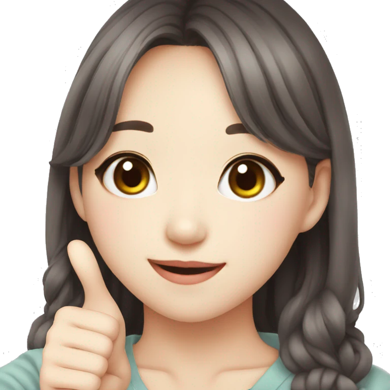 Cute Korean girl giving thumbs up kpop idol emoji