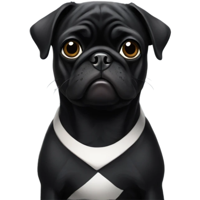 Black pug with white stripe on chest emoji