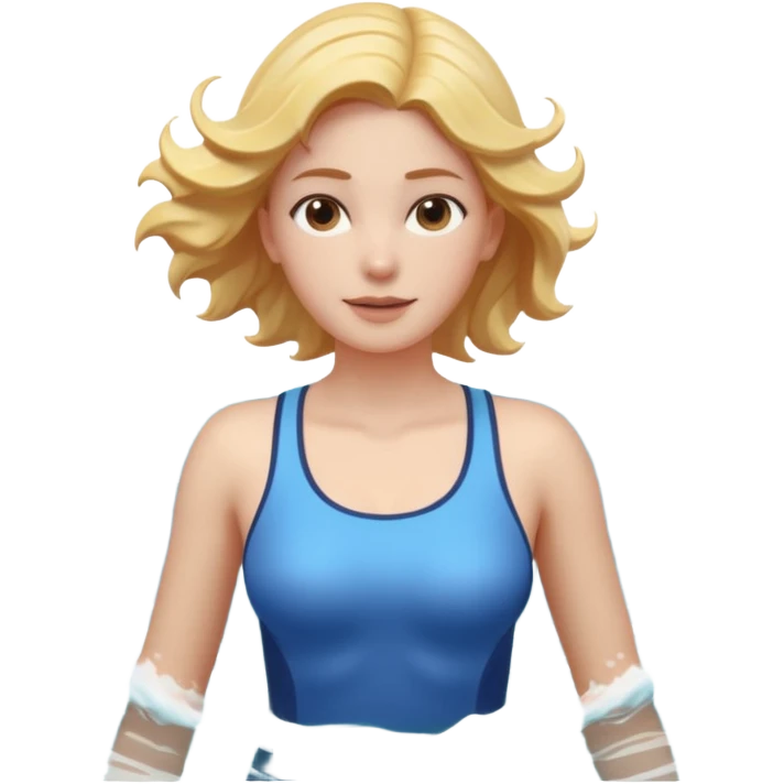 woman standing in the ocean with visible waves around her, medium shot showing upper body and surrounding water, waves clearly rising and splashing, dynamic sea motion, confident expression, 3D cartoon style, mobile game icon style, clean composition, no text, no watermark
  emoji