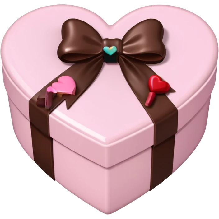 pale pink heart box, pale pink bow, filled with chocolates inside emoji