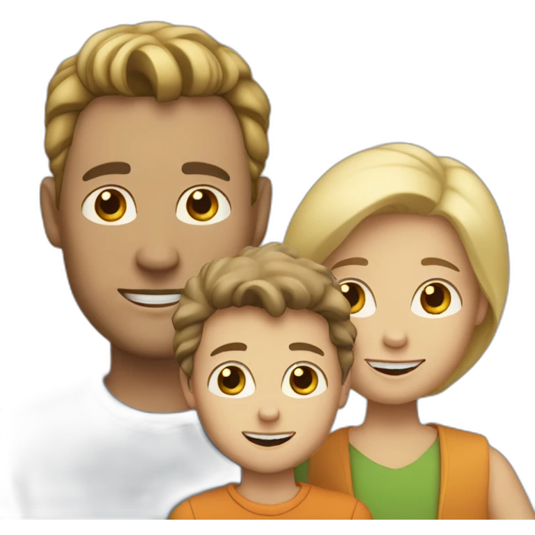 family of three white men (two dark-skinned and one blonde) with one son emoji