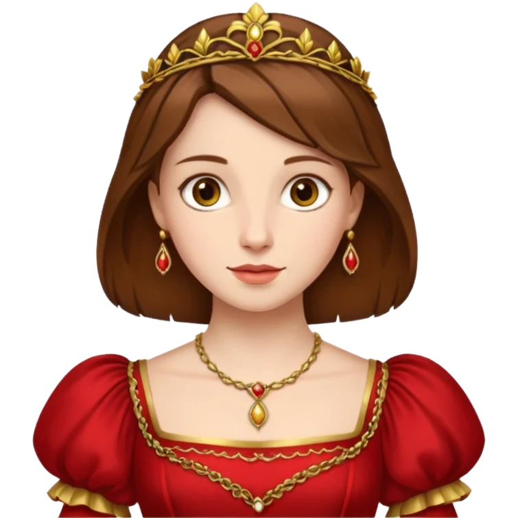 Renaissance lady – brown hair, red dress with gold trim emoji