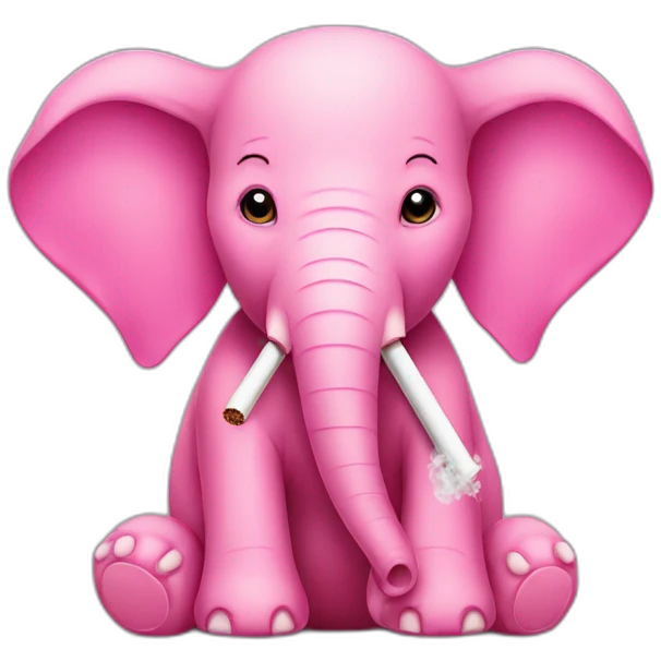 pink elephant with a cigarette emoji