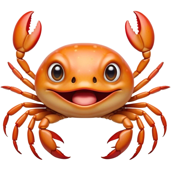 Cinematic Comical Baby Crab Portrait Emoji, Head tilted dramatically with an exaggeratedly shocked expression, featuring a tiny, vibrant carapace with wide, comically expressive eyes full of playful disbelief and miniature, animated pincers, Simplified yet hilariously expressive features, highly detailed, glowing with a slightly sassy coastal glow, high shine, dramatic yet playful, stylized with an air of cheeky seaside mischief, soft glowing outline, capturing the essence of a meme-worthy baby crab that looks ready to pinch its way into viral fame! emoji