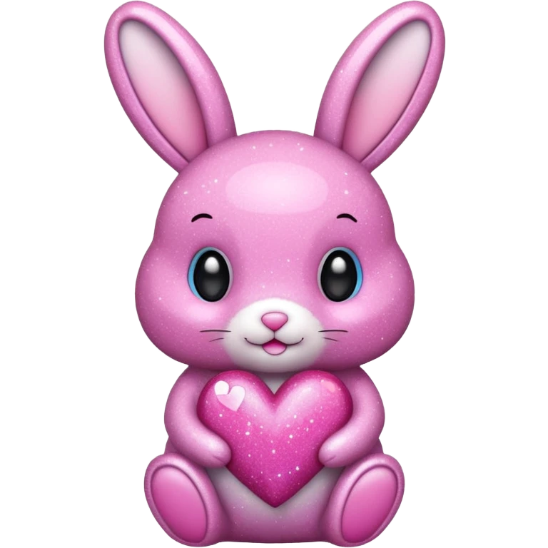 glitter bunny with heart emoji