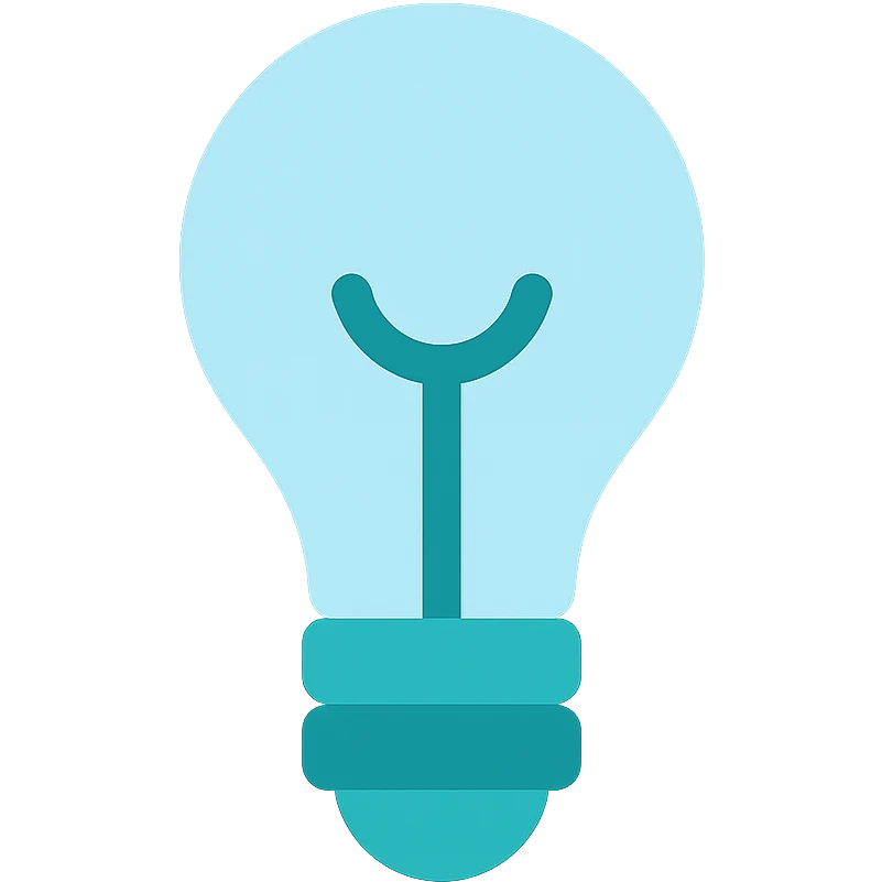 Light bulb icon,  flat emoji style, outline with blue and turquoise colors emoji