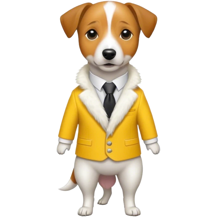 Dog: Jack Russell wearing yeallow suit emoji