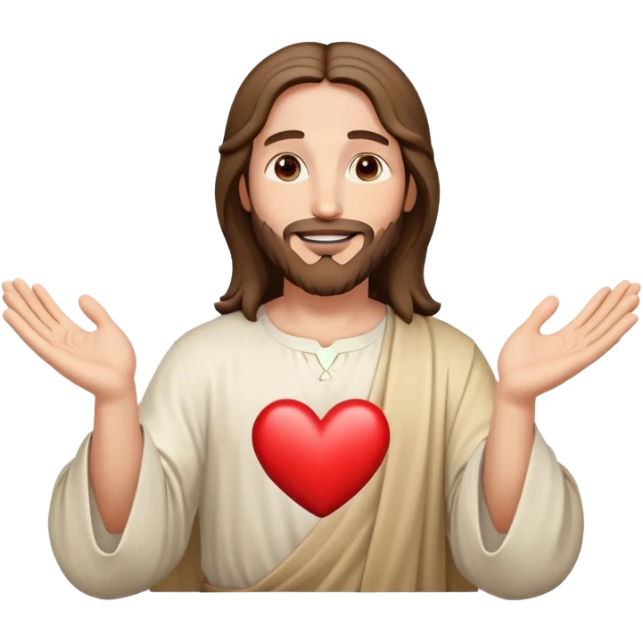 Joyful Jesus creating heart shape with hands emoji