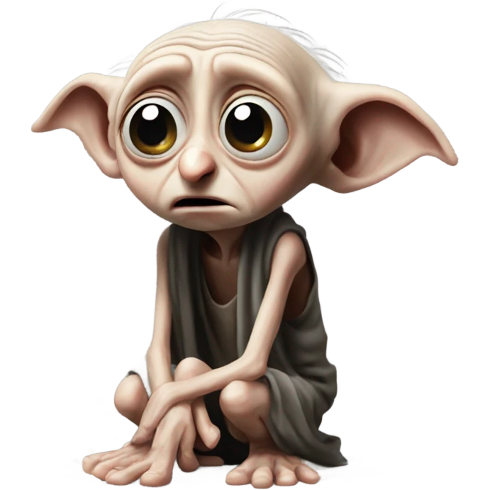 Sad Dobby from Harry Potter crying with piece of chalk  emoji