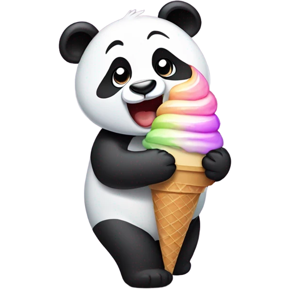 Panda eating ice cream emoji