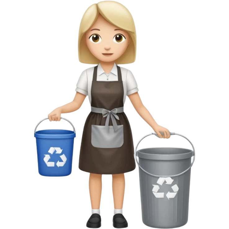 full side body , housekeeper put the trash in can emoji