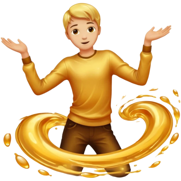 Golden liquid around the dancing boy hands emoji