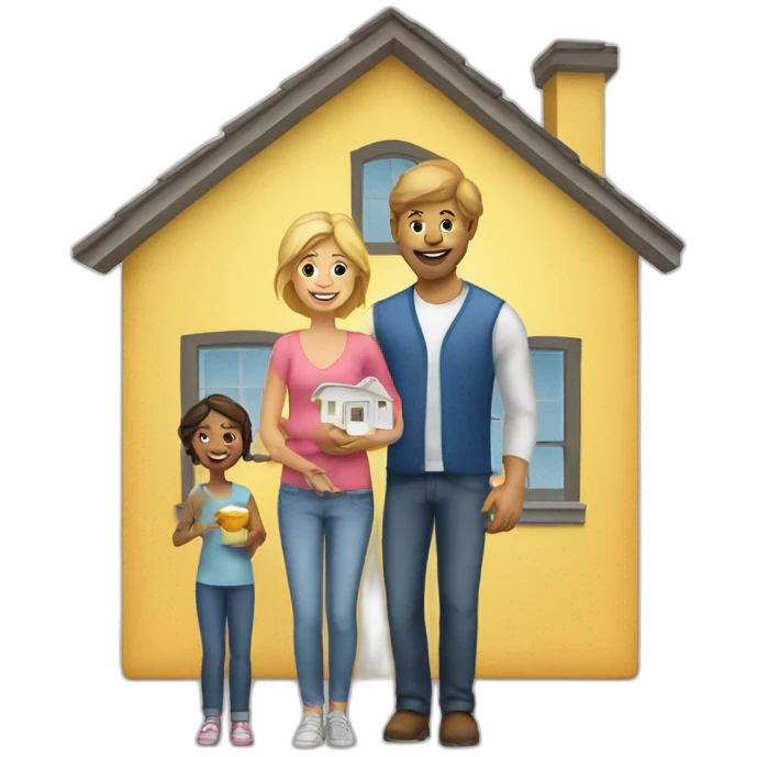 white American family people buying a house emoji