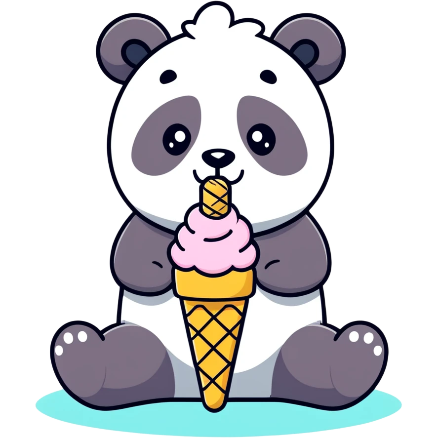 Panda eating ice cream emoji