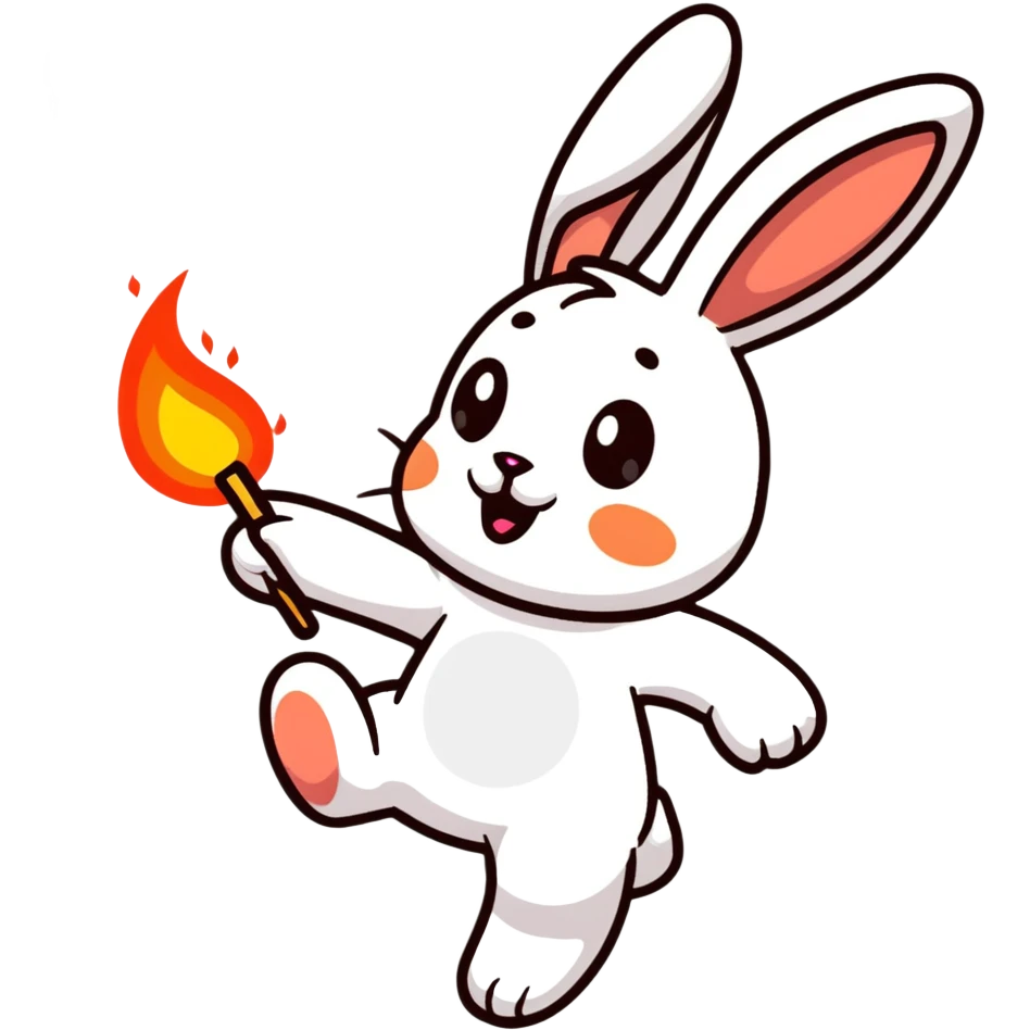 Rabbit doing fire dance poi performance emoji