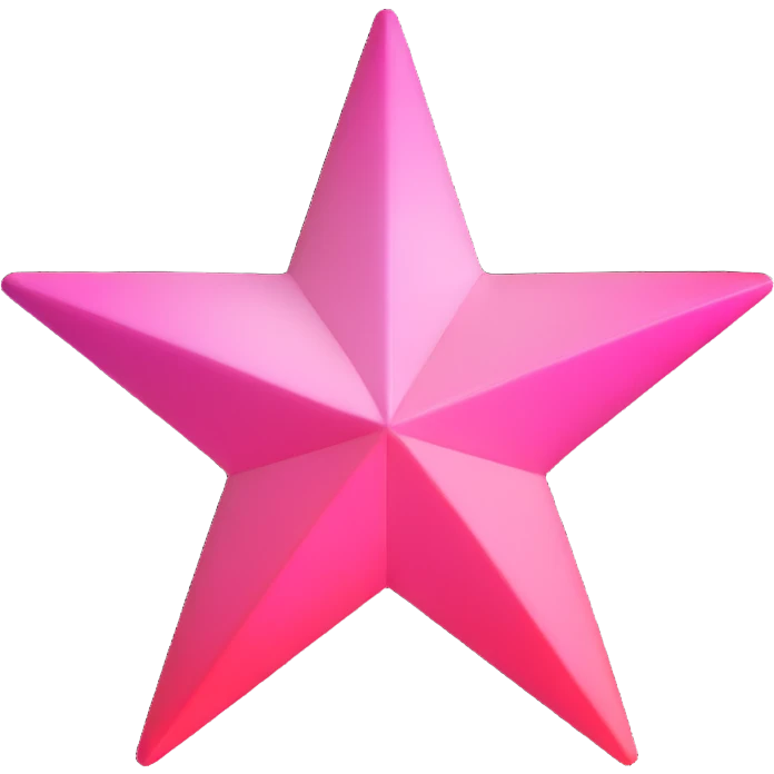 3D star icon, pink ombre effect, smooth lighting, modern 3D style emoji