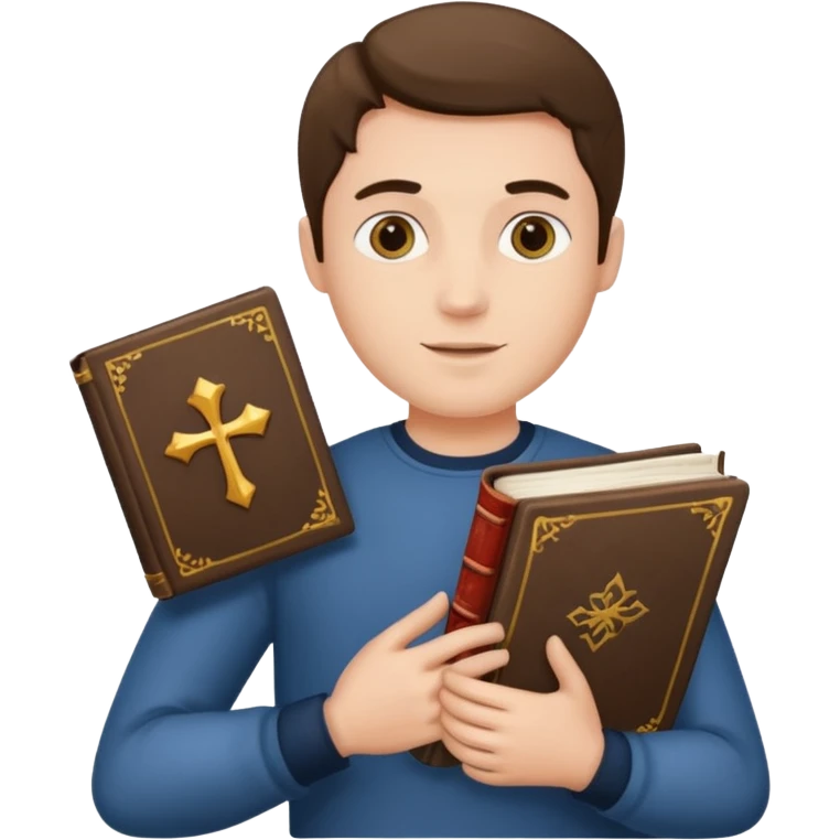 man holding a history book emoji
