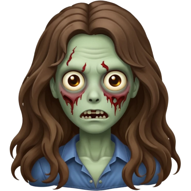 Make a zombie emoji with wavy hair castanho,long hair emoji