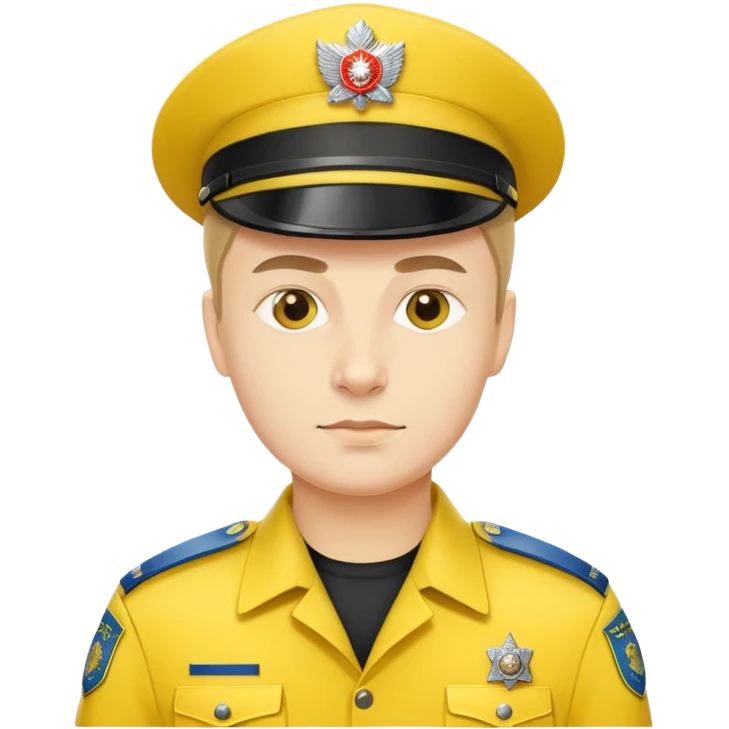Russian police officer with yellow hat and yellow uniform instead of traditional blue emoji