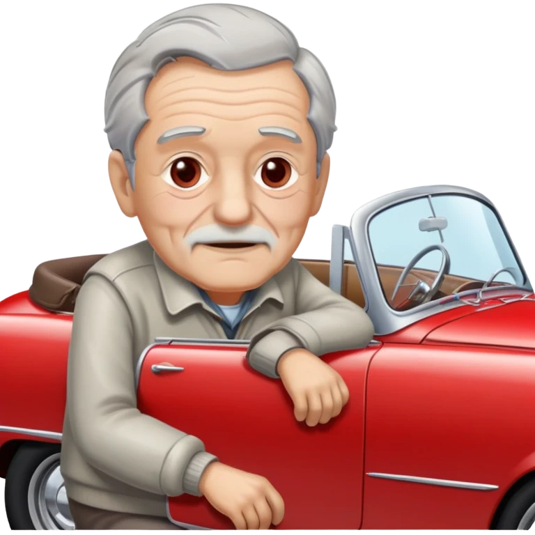 Old man with a car emoji