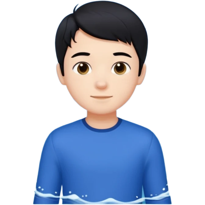 검은 머리의 소년, 옷을 입고 있는 바다를 좋아하고, 완벽을 추구하는, 귀여운, 게임을 좋아하는 emoji