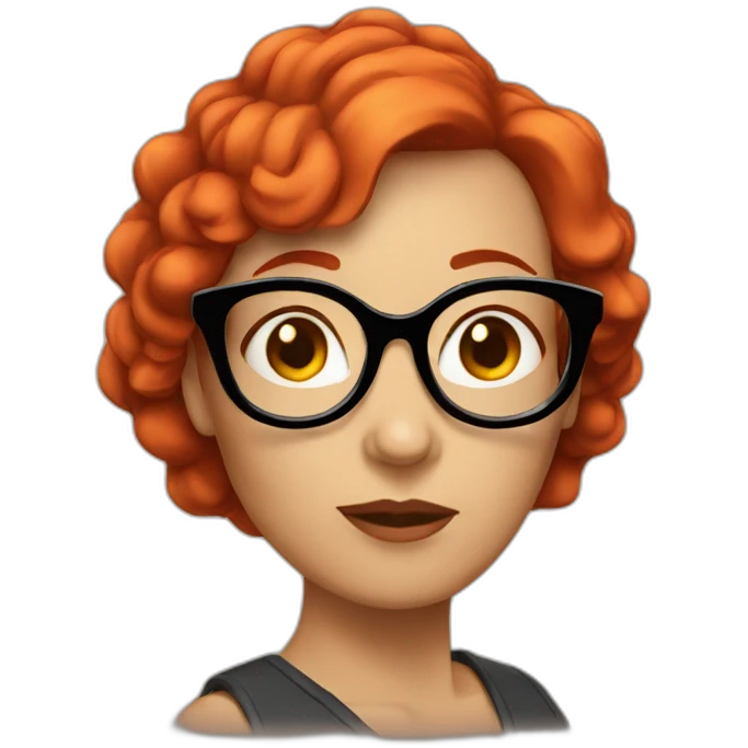 woman with short fire red hair and big glasses emoji