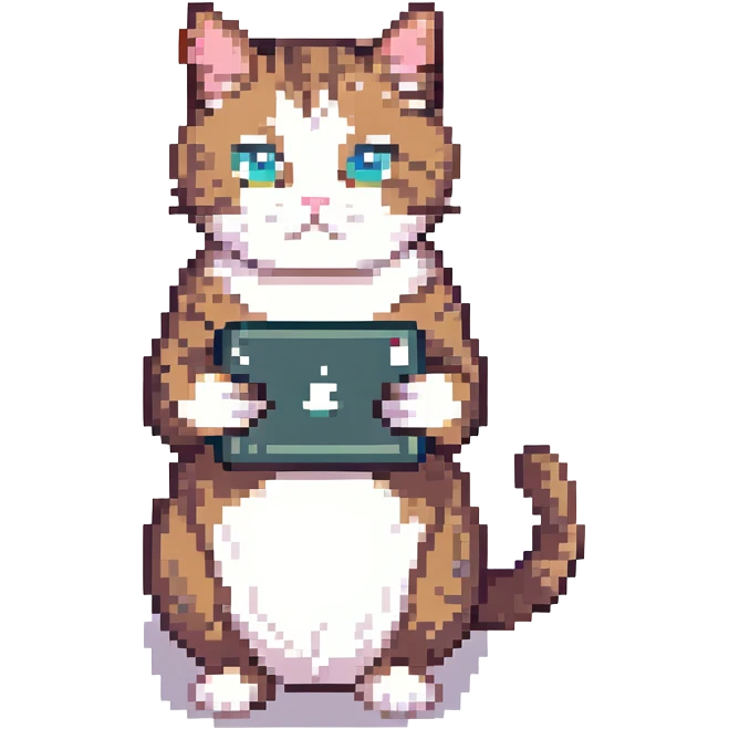 cat holding an iPhone emoji