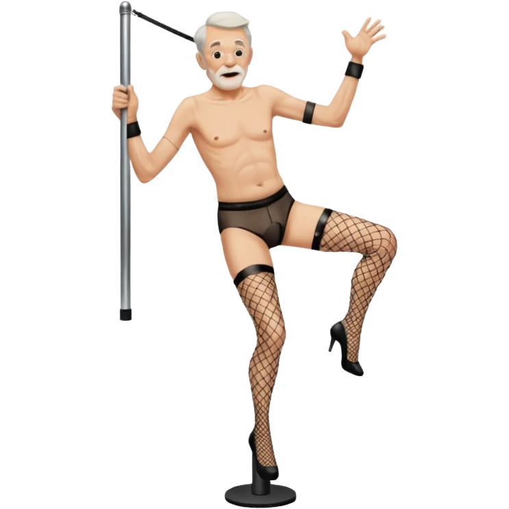 old man dancing on a stripper pole with fish nets on  emoji