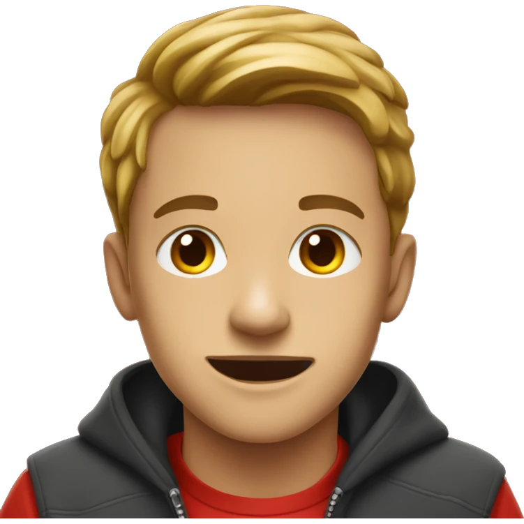 confident boy in red hoodie add snake tongue emoji