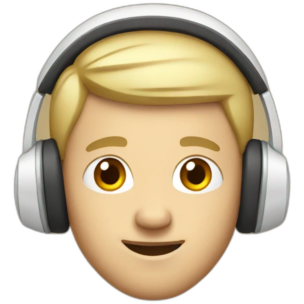 white men with headphone emoji