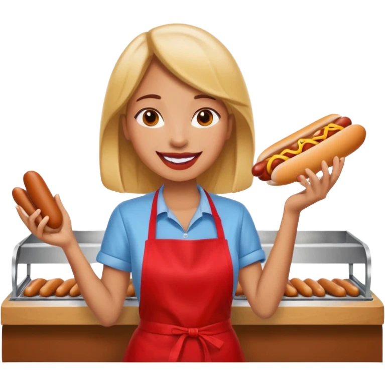 A cheerful woman selling hotdogs emoji